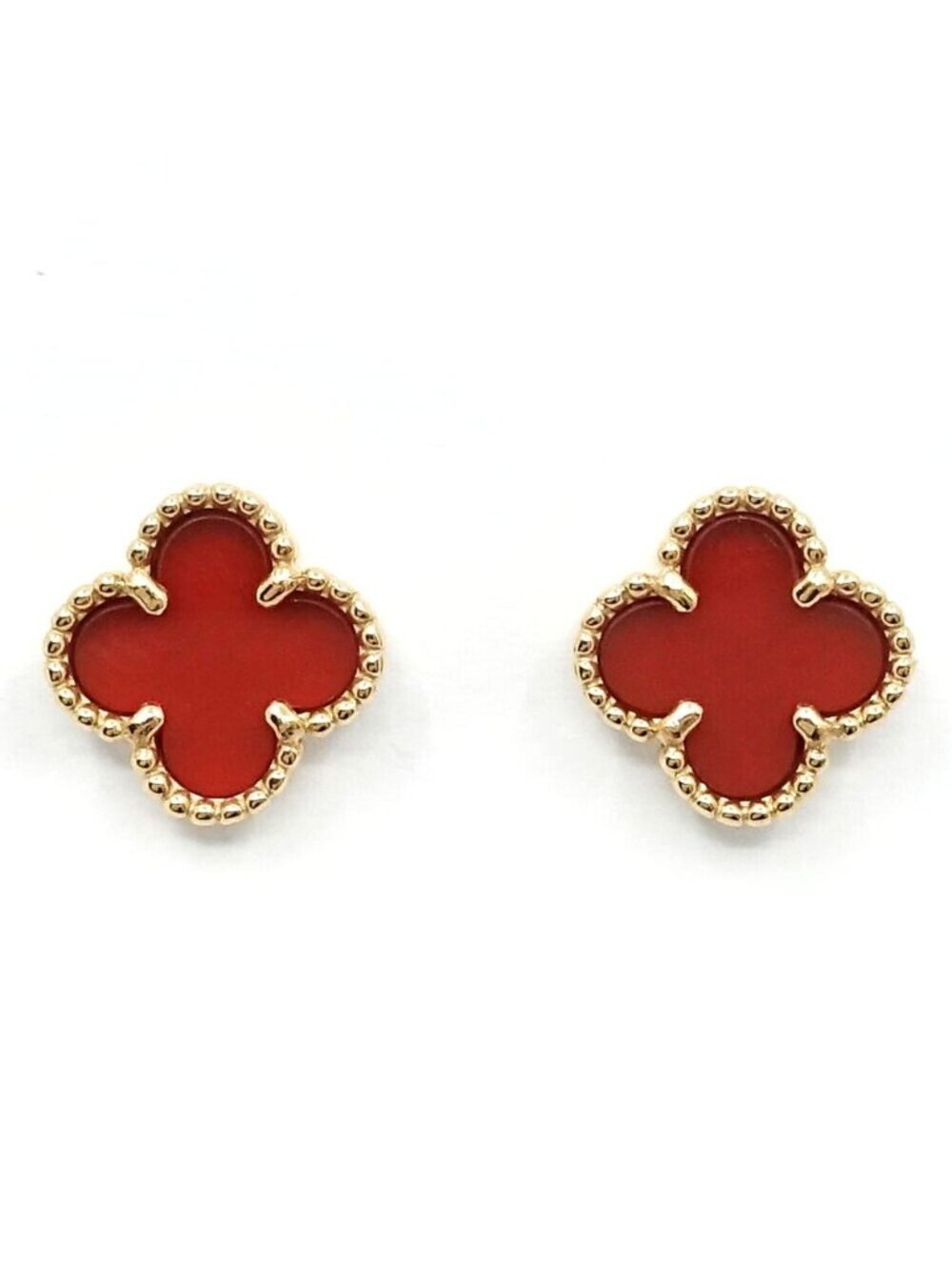 Van Cleef & Arpels 18k Pink Gold Sweet Alhambra Carnelian Earrings